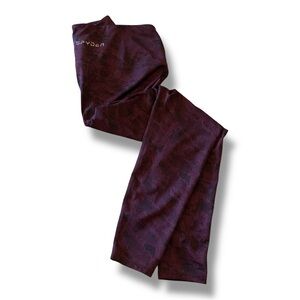 SPYDER High Waisted Printed Leggings Wine Camouflage Print Large Workout BAL…